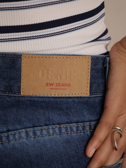 Classic Blue Washed Wide Leg Jeans