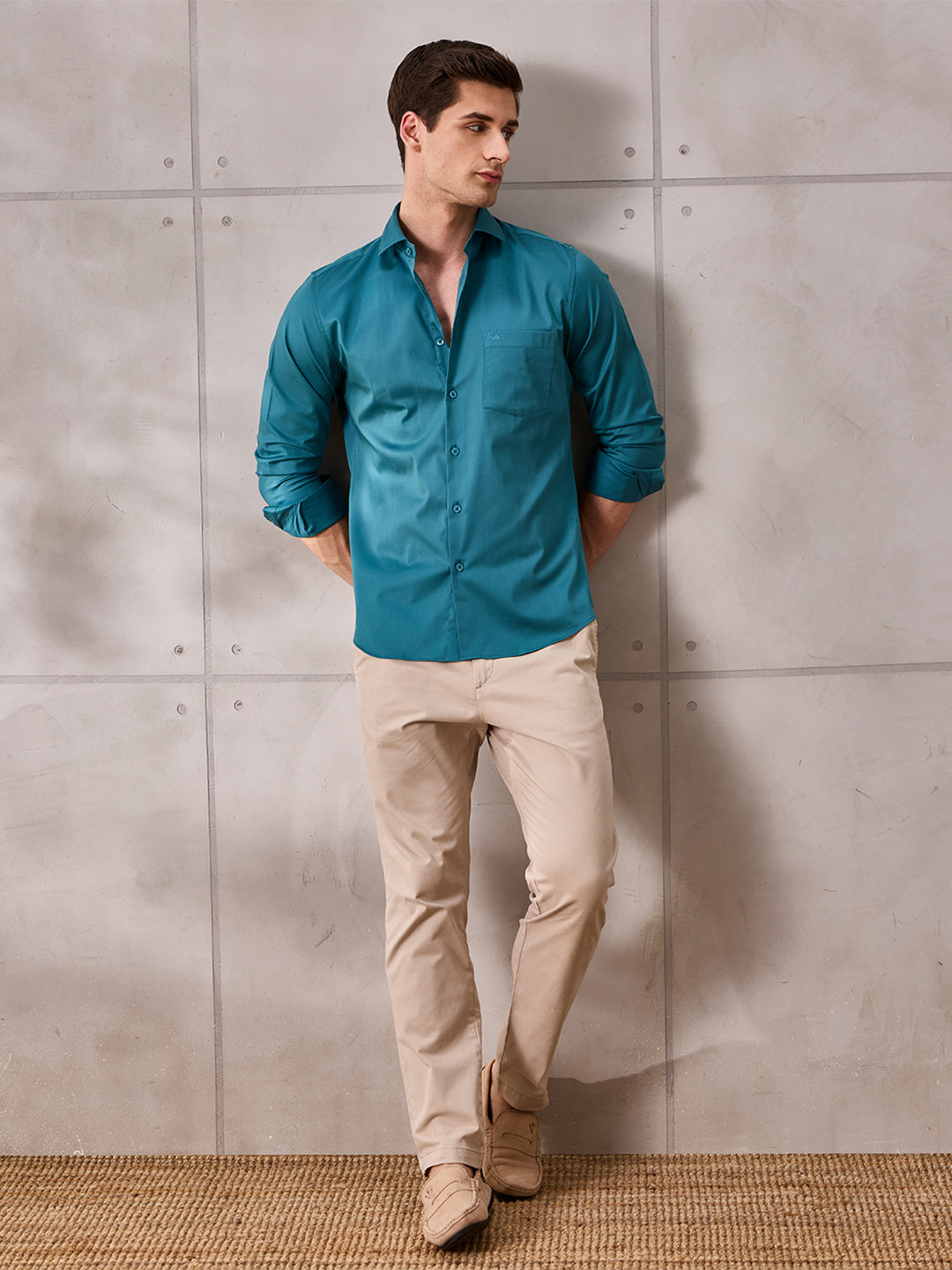 Aldeno Men Deep Teal Formal Shirt (NERIO)