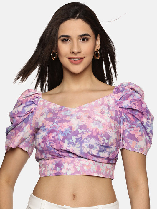 Buy Puffed Sleeve Peplum Top For Women 