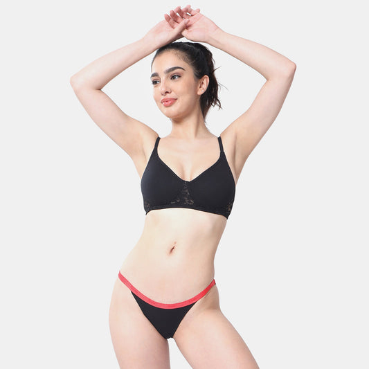 Envie Non-Padded Non-Wired 3/4th Coverage T-Shirt Lace Bra