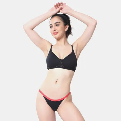 Black t shirt lace bra Envie non wired non padded 3/4th coverage seamless lace bra invisible under clothes daily wear