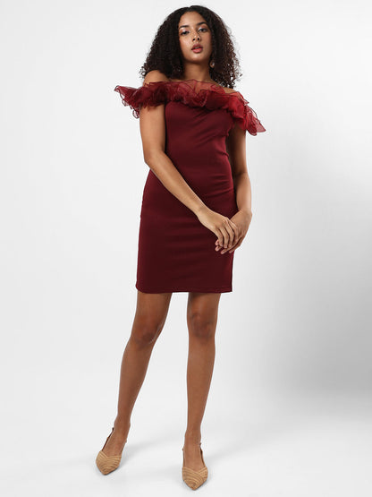 Solid Maroon Dress