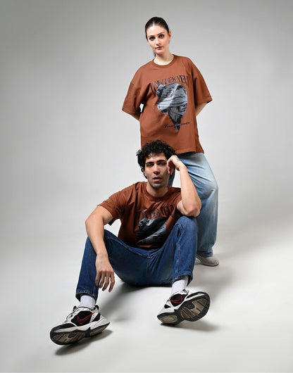 Loin des Yeux, Loin du Cœur Printed Brown T-Shirt Boozee