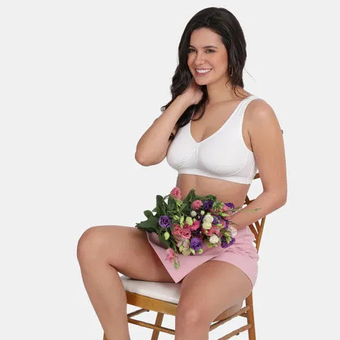 Non padded non wired sleeping bra Envie NVB1022 white full coverage gentle support sleep bra