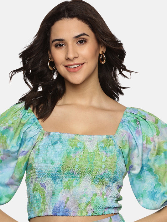 Buy Multicolor Crop Top For Women In Puffed Sleeve