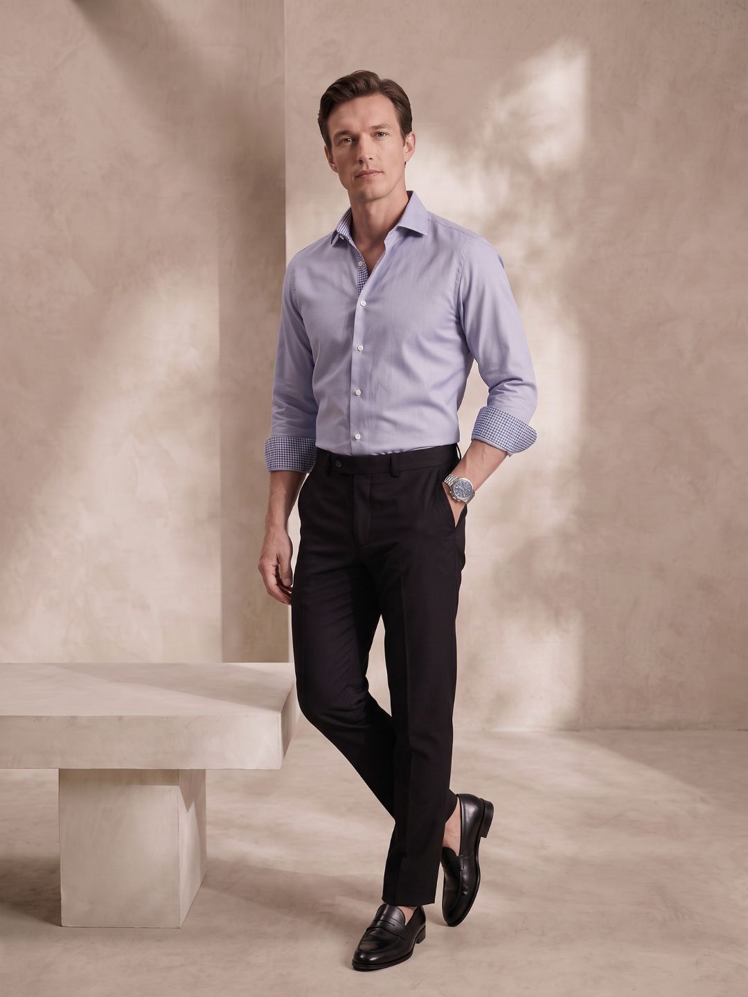 Slim Fit Grey Cotton Formal Shirt for Men (CLEO)