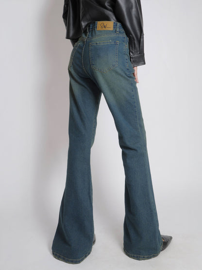 Celestial Green Tinted Y2K Bootcut Jeans
