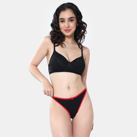 Envie Padded Non-Wired 3/4th Coverage T-Shirt Lace Bra