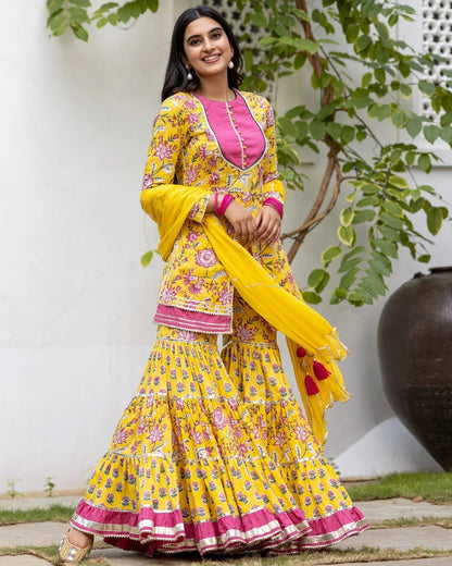 Krisha Yellow Sharara Set