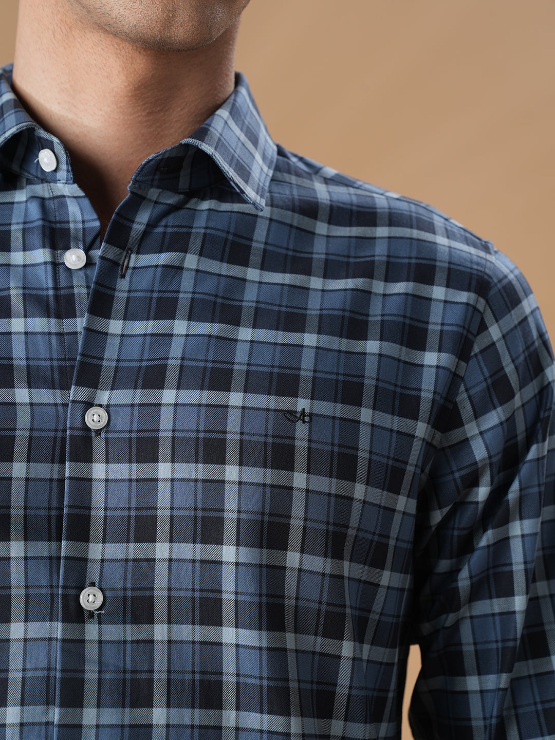 Blue Slim Fit Casual Cotton Shirt for men (FAZIO)
