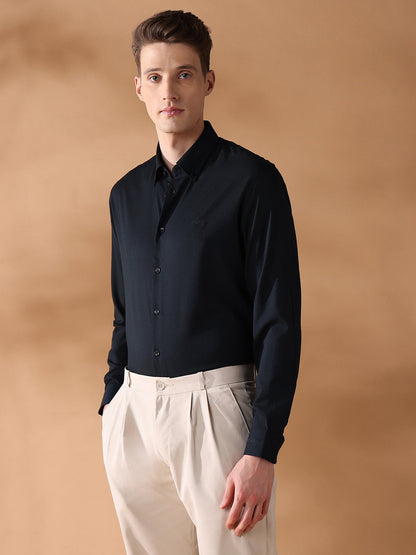Black Regular Fit Solid Formal Shirt for Men (CROCE)