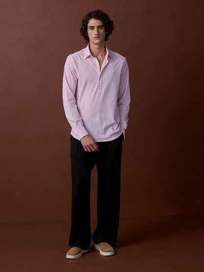 Pink Regular Fit Striped Casual Knit Shirt for Men (LAKO)