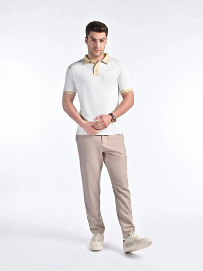 Men's Smooth-Touch Contrast White Polo Vellure