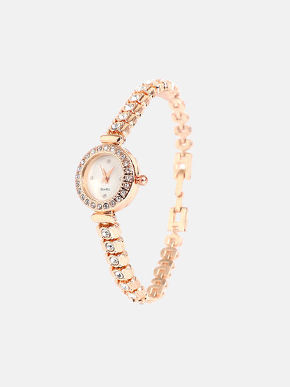 The Polished Opulent Round Watch - Champayne Gold