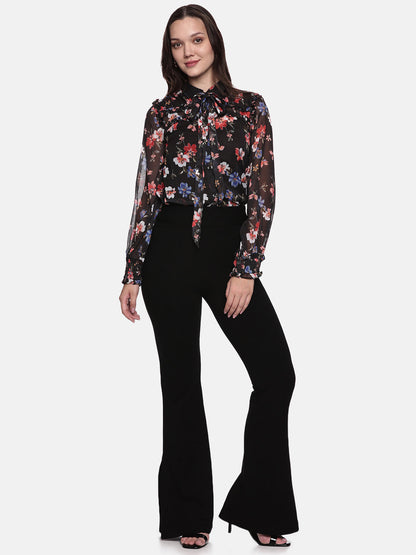 IS.U Floral Black Skirt and Top Co-ord set