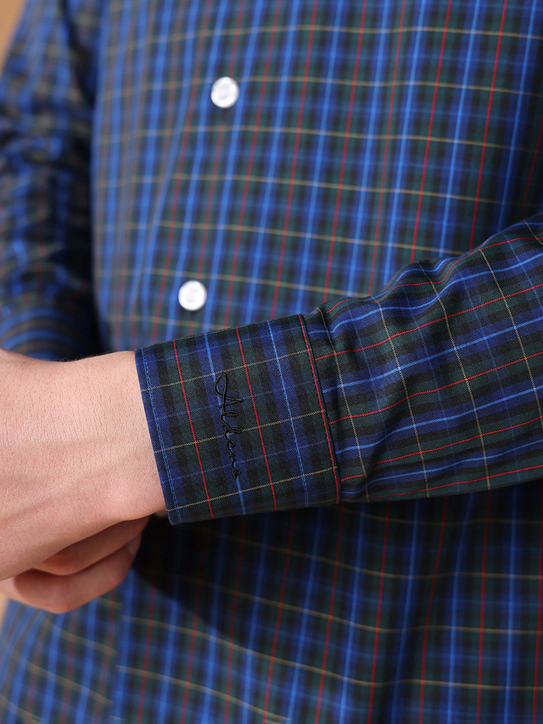 Olive Slim Fit Checked Formal Shirt for Men (CREDI)