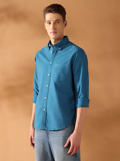 Teal Regular Fit Solid Casual Shirt for Men (BENAR)