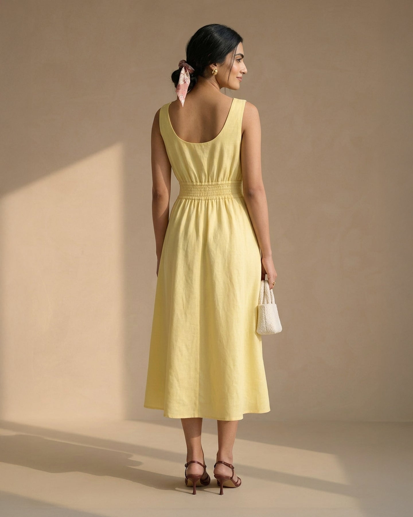 Yellow Midi Linen Dress