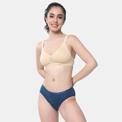Nude t shirt lace bra Envie non wired non padded full coverage seamless lace bra invisible under white clothes daily wear