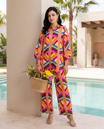 Multicolour Striped co-ord set