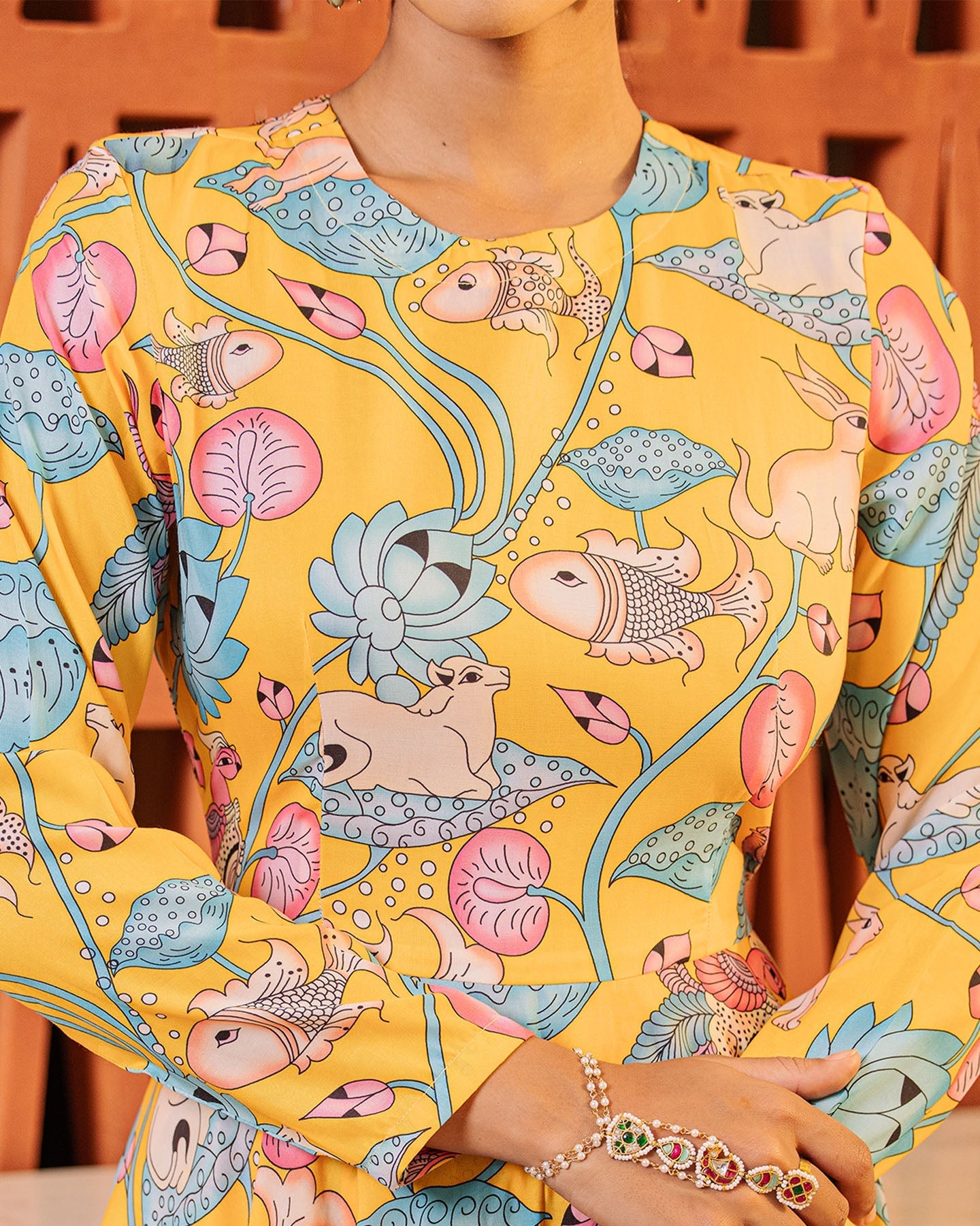 Yellow Floral Muslin Suit Set