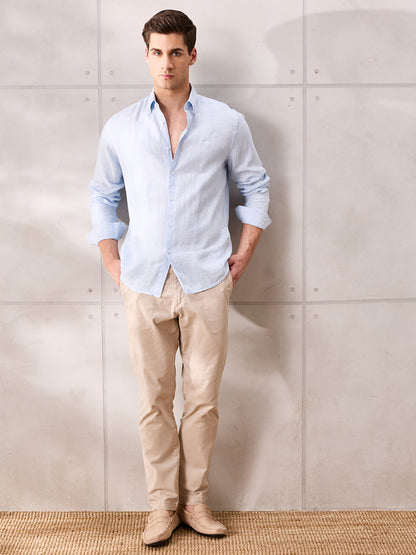 Blue Regular Fit Formal Linen shirt for men (ELISO)