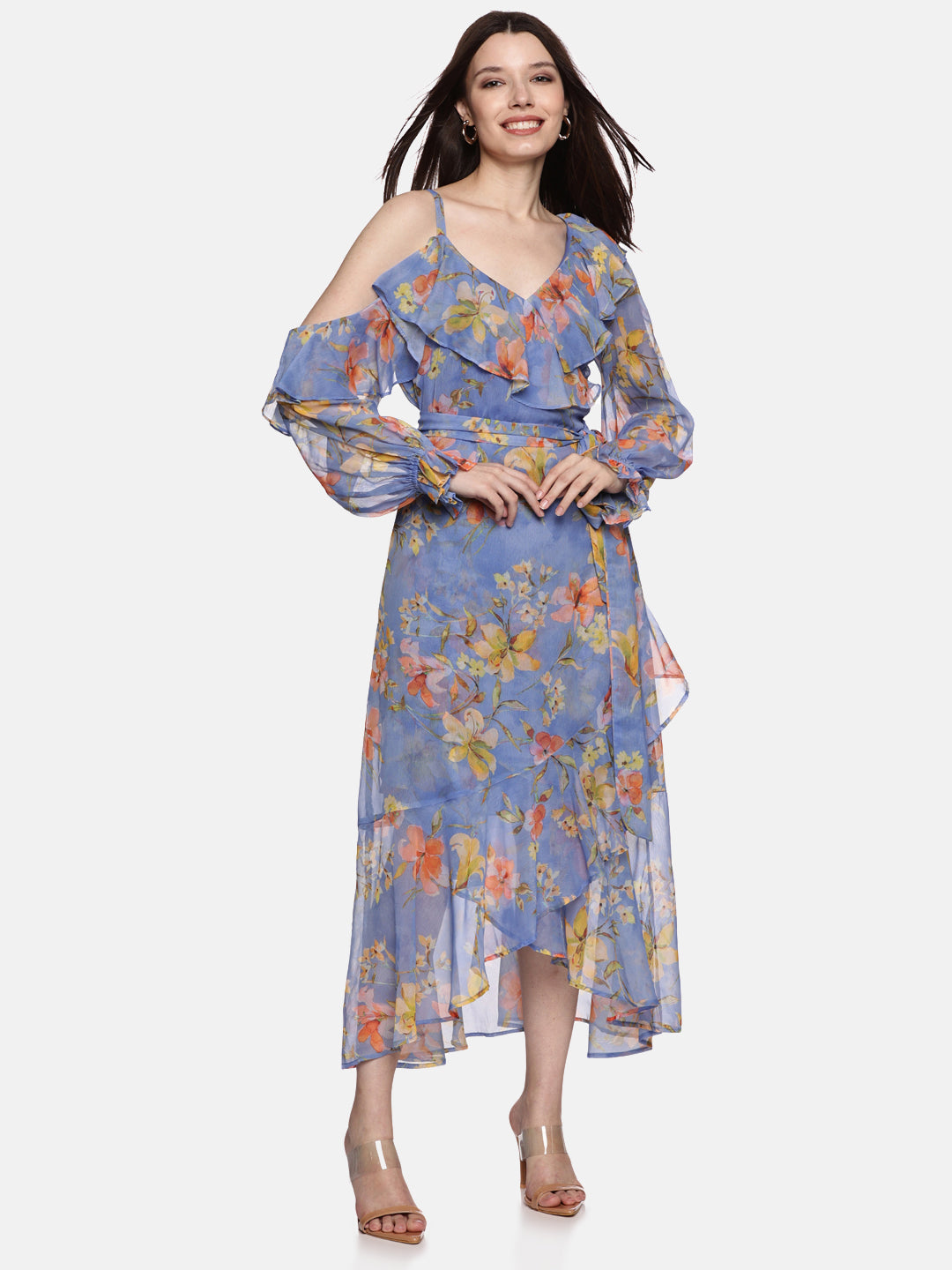 Blue Wrap Dress For Women