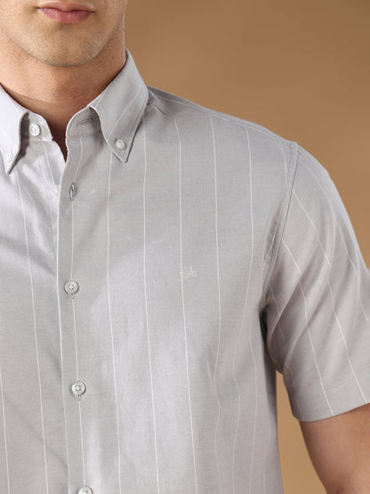 Grey Regular Fit Formal Cotton Shirt for men (COWIX)