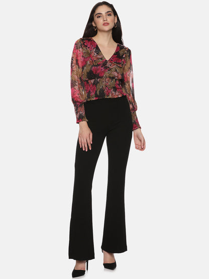 Buy Full Sleeve Crop Top In Multicolor