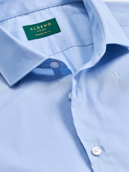 Regular Fit Cotton Blue Formal Shirt for Men (FINED)