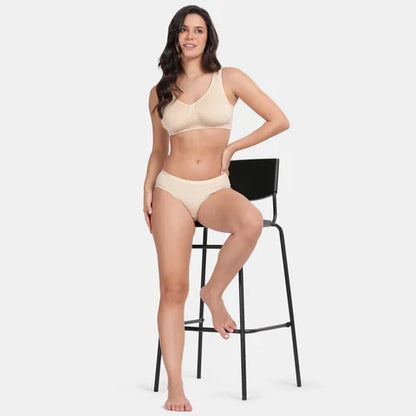 Envie sleeping bra non padded non wired full coverage NVB1022 beige soft breathable cotton night bra for women