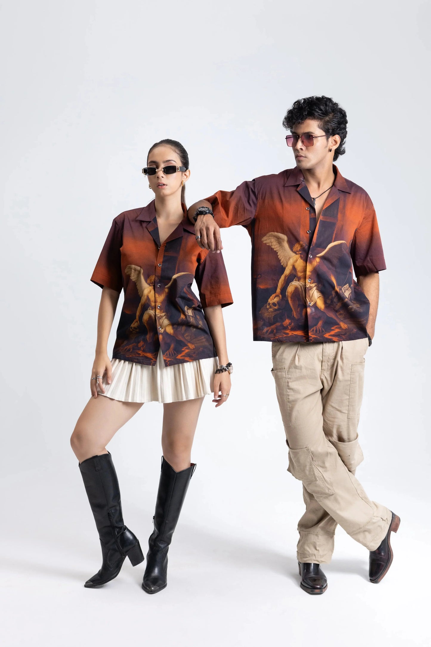 Heaven's Reckoning Oversized Printed Cuban Collar Shirt Off Sinners