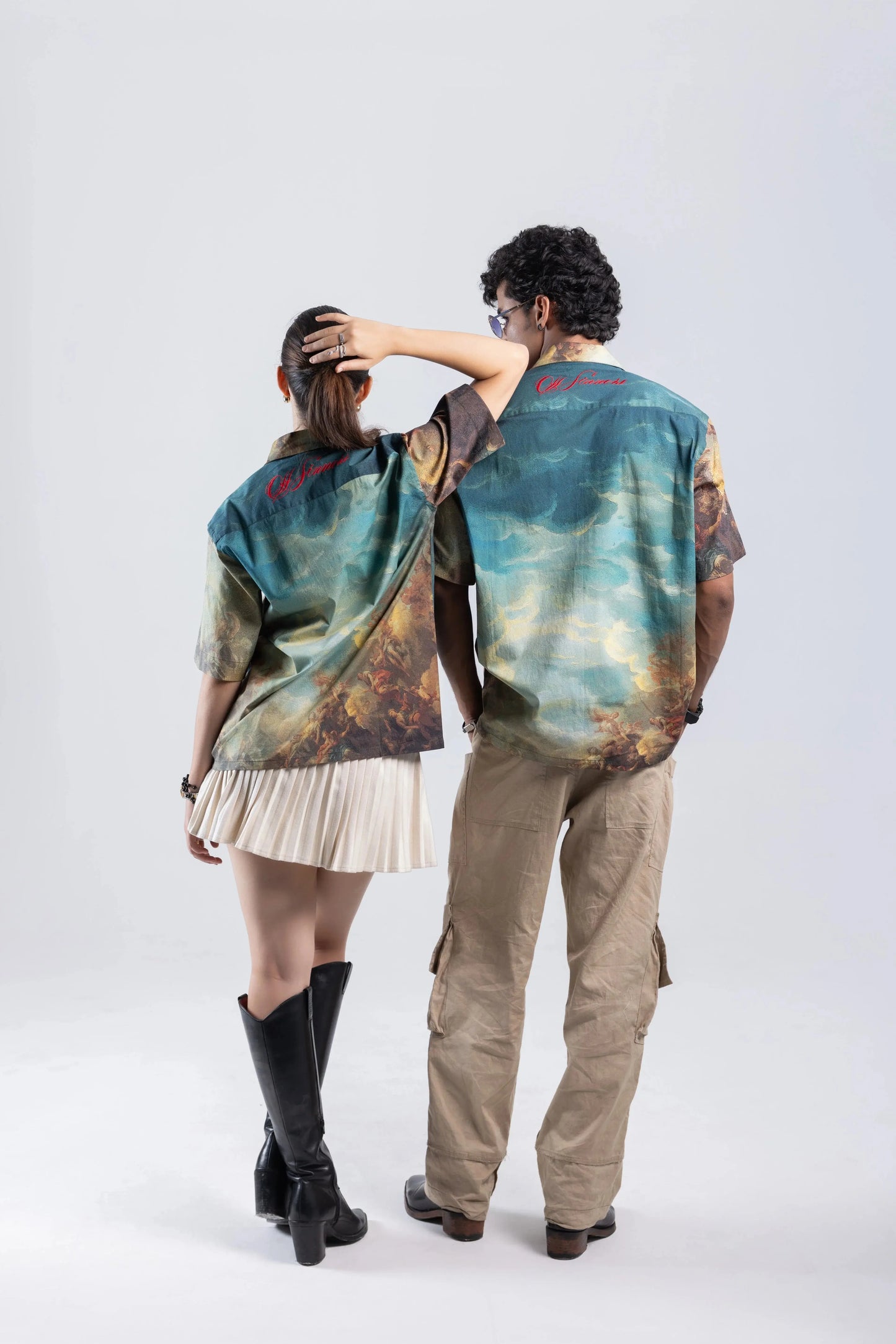 Court of Chaos Oversized Printed Cuban Collar Shirt Off Sinners