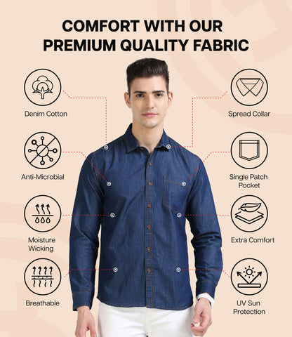 Men's Cotton Regular Fit Denim Shirt