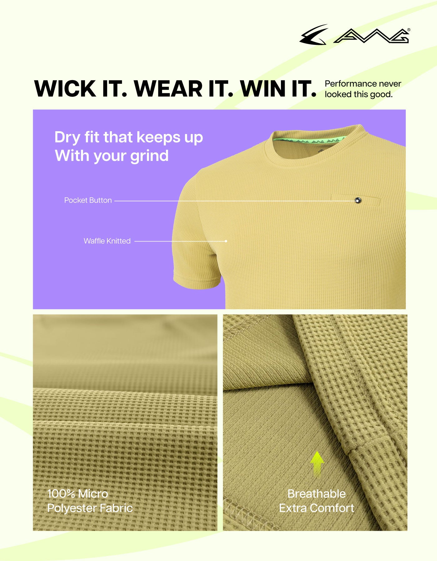 Men Solid Waffle Crew Neck Tshirt