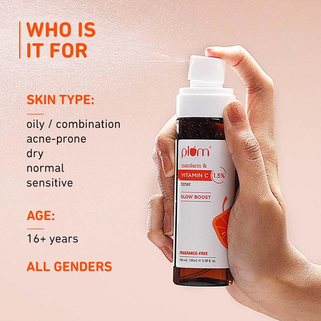 Plum 1.5% Vitamin C Toner With Mandarin For Glowing Skin Improves Uneven Tone Men & Women 100 MILLI_LITRE