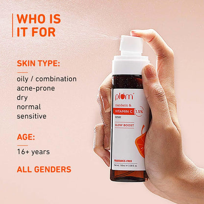 Plum 1.5% Vitamin C Toner With Mandarin For Glowing Skin Improves Uneven Tone Men & Women 100 MILLI_LITRE