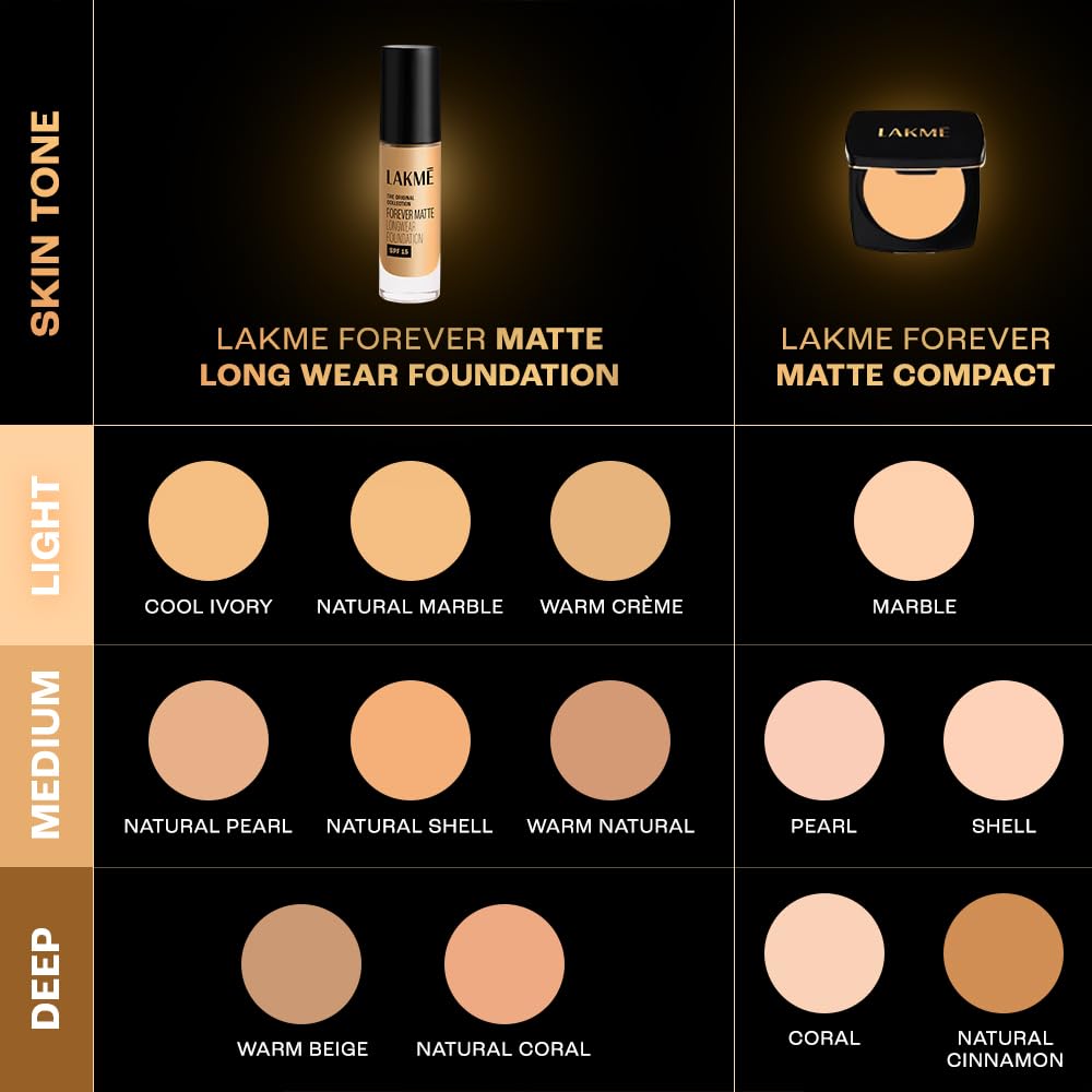 LAKME FOREVER MATTE LONGWEAR FOUNDATION SPF 15 - Cool Ivory 25 ml
