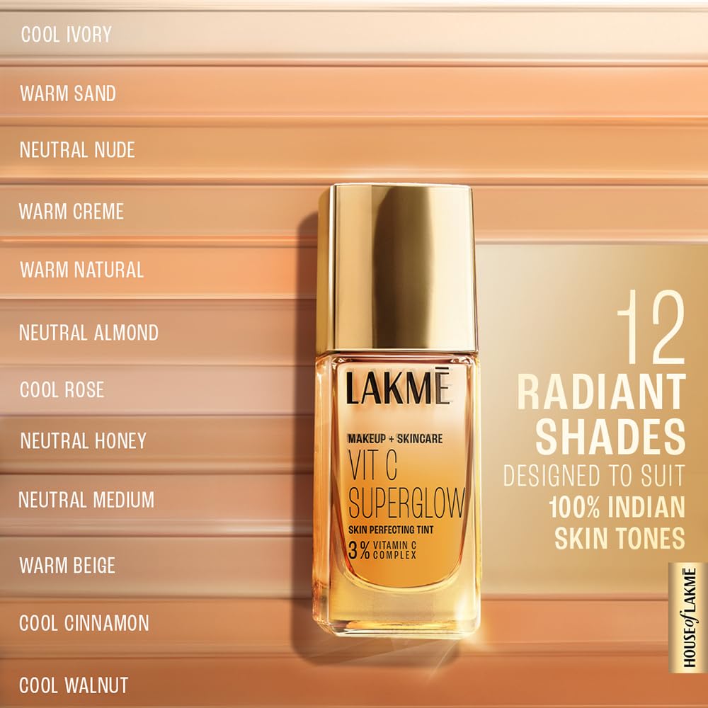 LAKME MAKEUP+SKINCARE VITC SUPERGLOW SKIN PERFECTING TINT Foundation - N220 NEUTRAL MEDIUM 25 ml