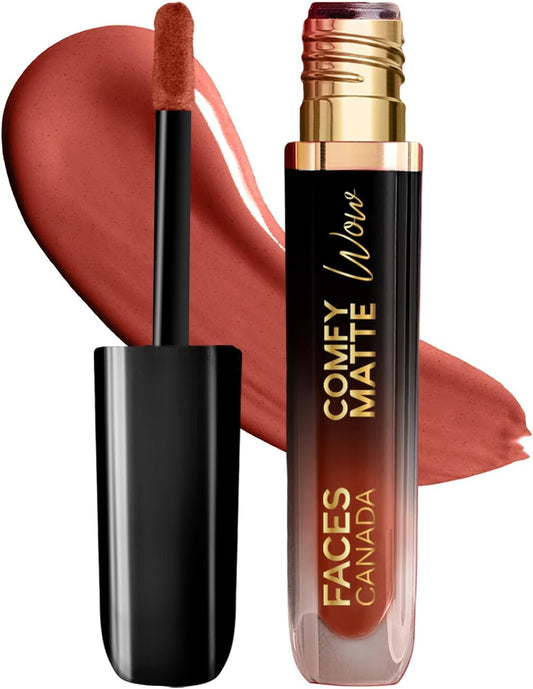 Faces Canada Comfy Matte Wow Liquid Lipstick Highly Pigmented - Nude Nectar 08 3.8 gm