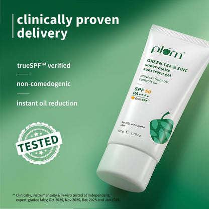 Plum Green Tea & Zinc Super-Matte Spf 50 Sunscreen Gel 50 GRAM