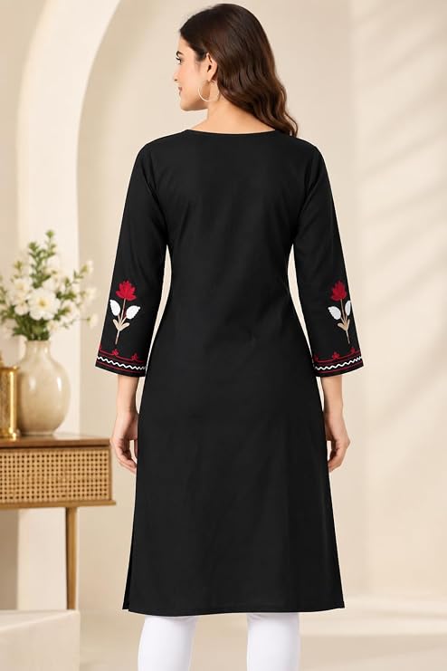 LIBOZA Women Kashmiri Embroidered Straight Kurta