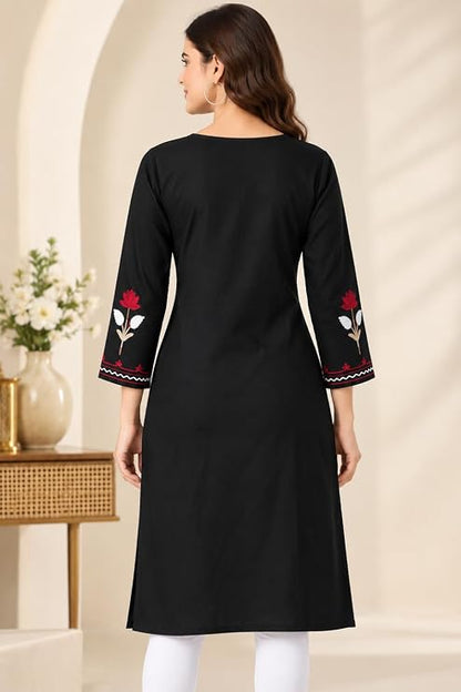 LIBOZA Women Kashmiri Embroidered Straight Kurta
