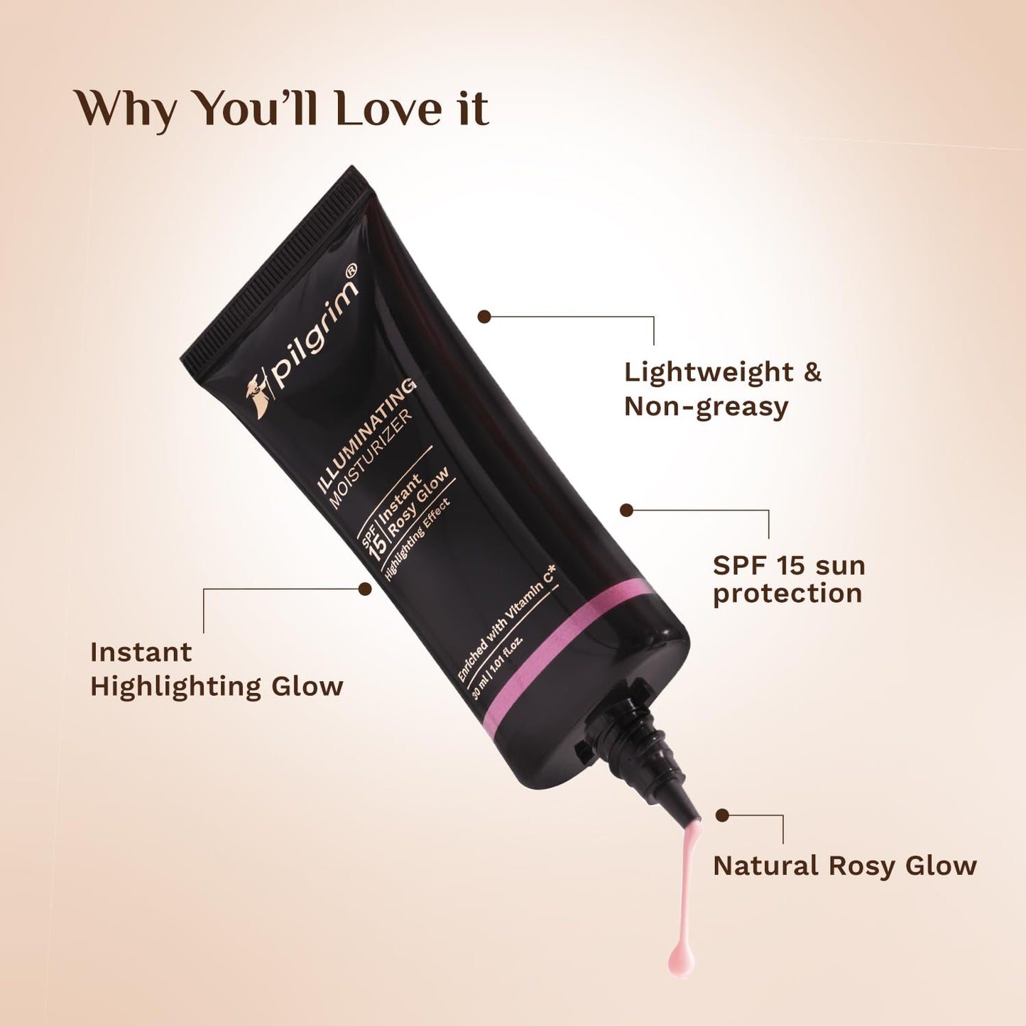 Pilgrim Illuminating Instant Rosy Glow SPF 15 Moisturizer 30 MILLI_LITRE