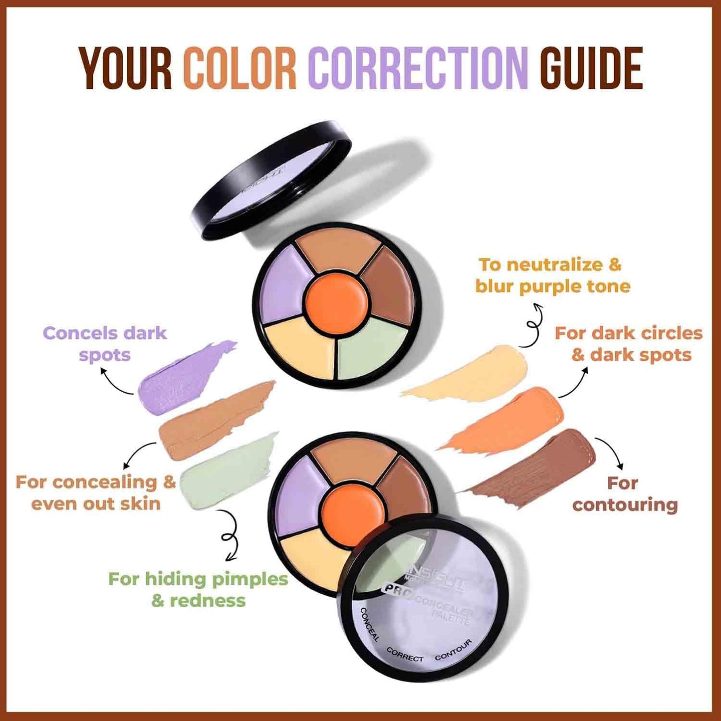 Insight Cosmetics Pro Concealer Palette - Evens Out Skin Tones - Multicolor 15 g
