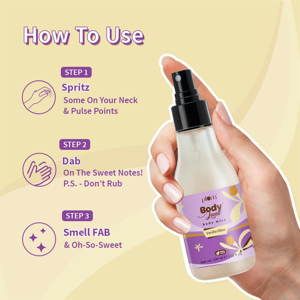 Plum Bodylovin'Vanilla Vibes | Long Lasting Vanilla Fragrance | Perfume Spray | Body Mist - For Men & Women 100 MILLI_LITRE