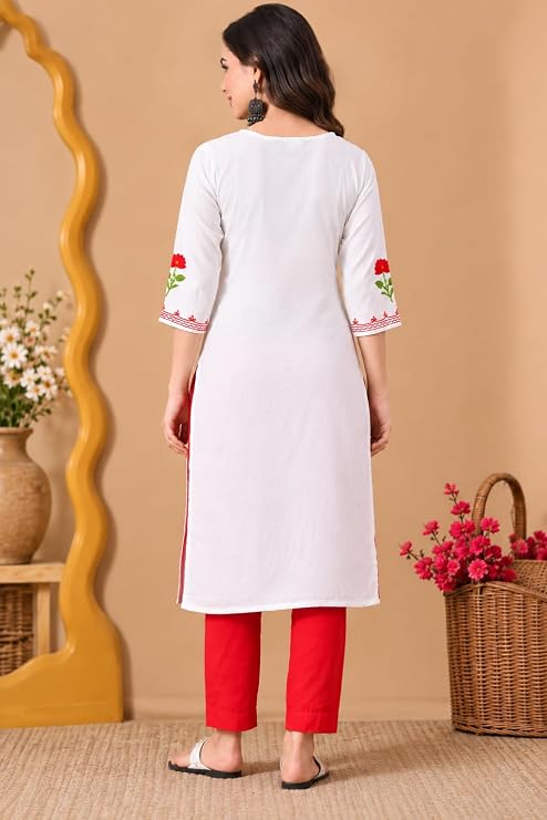 LIBOZA Women Kashmiri Embroidered Straight Kurta