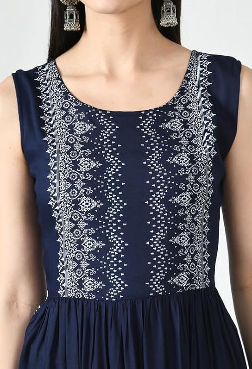 LIBOZA - Sleeveless Kurta for Women- Perfect for a Fashionable Summer Wardrobe for Girls and Women Blue