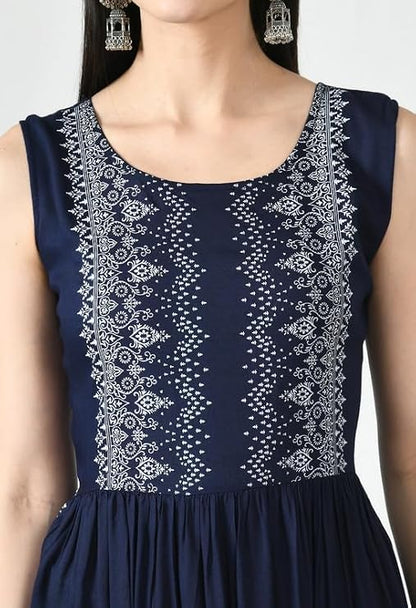 LIBOZA - Sleeveless Kurta for Women- Perfect for a Fashionable Summer Wardrobe for Girls and Women Blue