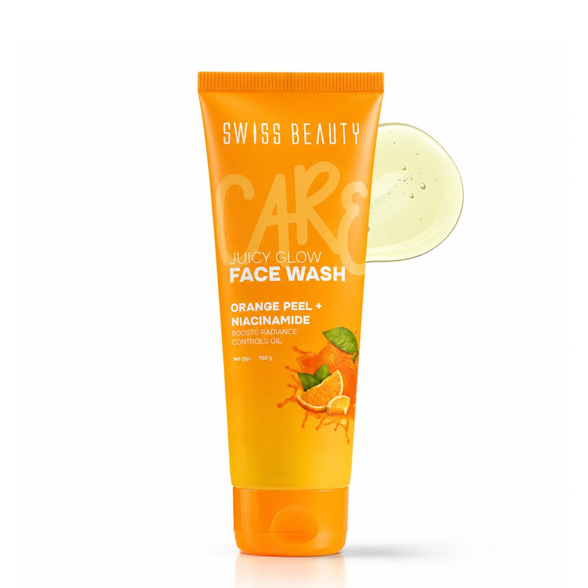 SWISS BEAUTY JUICY GLOW FACE WASH ORANGE PEEL+NIACINAMIDE